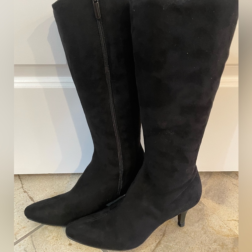 Impo NICKNACK Black Suede Stretch Boots Pointy Toe Size 6 with original box - Picture 5 of 9
